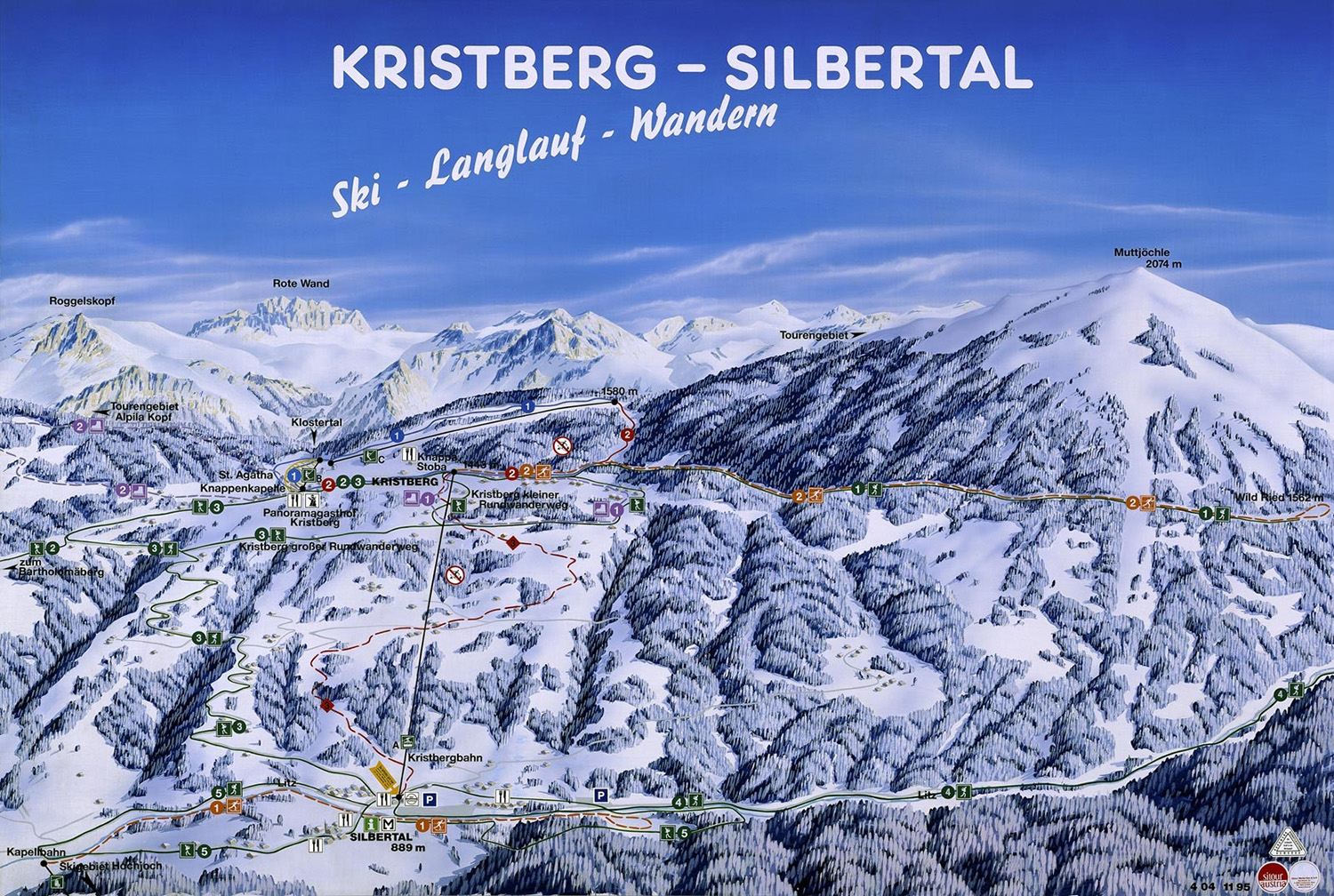 Pistenplan  im Skigebiet Kristbergbahn - Silbertal - ein Skigebiet in Vorarlberg