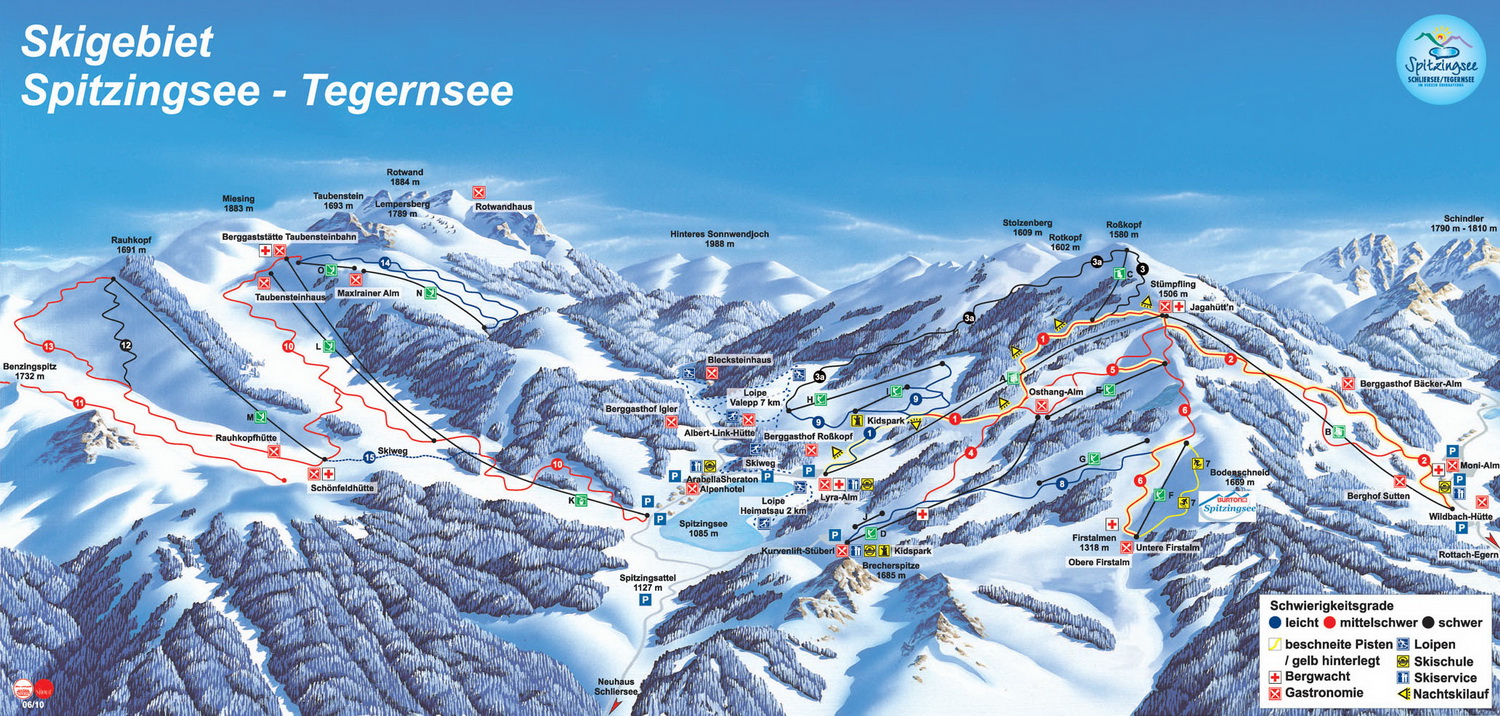 Pistenplan  im Skigebiet Spitzingsee-Tegernsee - ein Skigebiet in Oberbayern