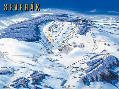 Pistenplan  im Skigebiet Severak - ein Skigebiet in Isergebirge