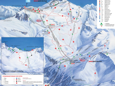 Pistenplan  im Skigebiet Hintertuxer Gletscher - ein Skigebiet in Tirol