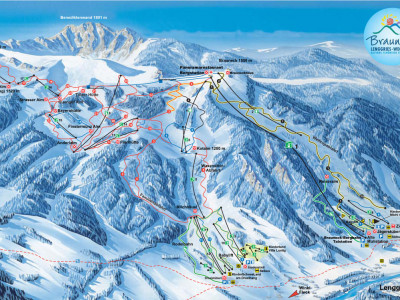 Pistenplan  im Skigebiet Lenggries - Brauneck - ein Skigebiet in Oberbayern