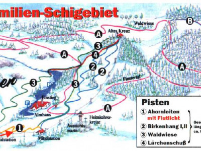 Pistenplan  im Skigebiet Hochbärneck - ein Skigebiet in Niederösterreich