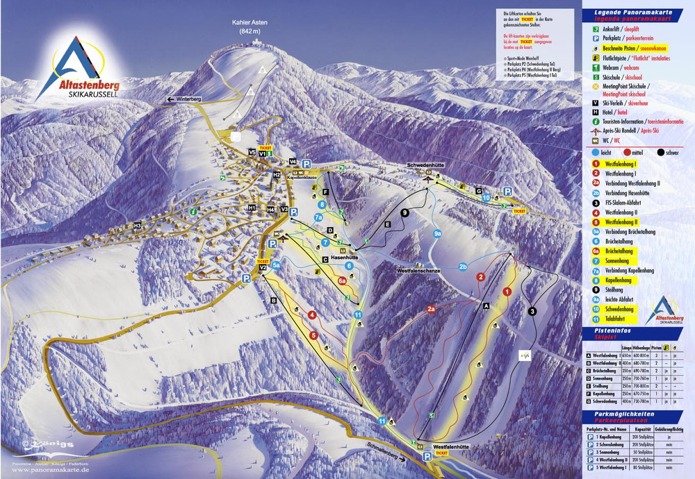 Pistenplan  im Skigebiet Altastenberg - ein Skigebiet in Sauerland