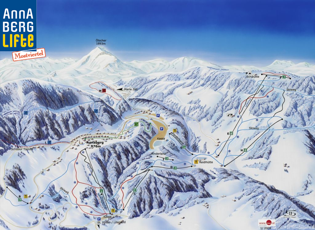 Pistenplan  im Skigebiet Annaberg - ein Skigebiet in Niederösterreich
