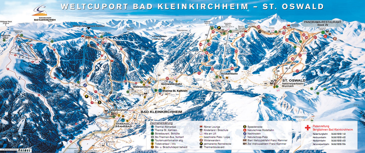 Pistenplan  im Skigebiet Bad Kleinkirchheim - St. Oswald - ein Skigebiet in Kärnten