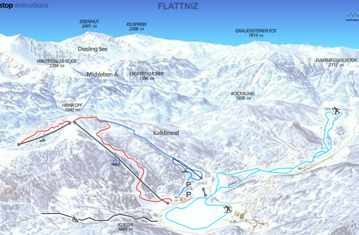 Pistenplan  im Skigebiet Flattnitz - ein Skigebiet in Kärnten