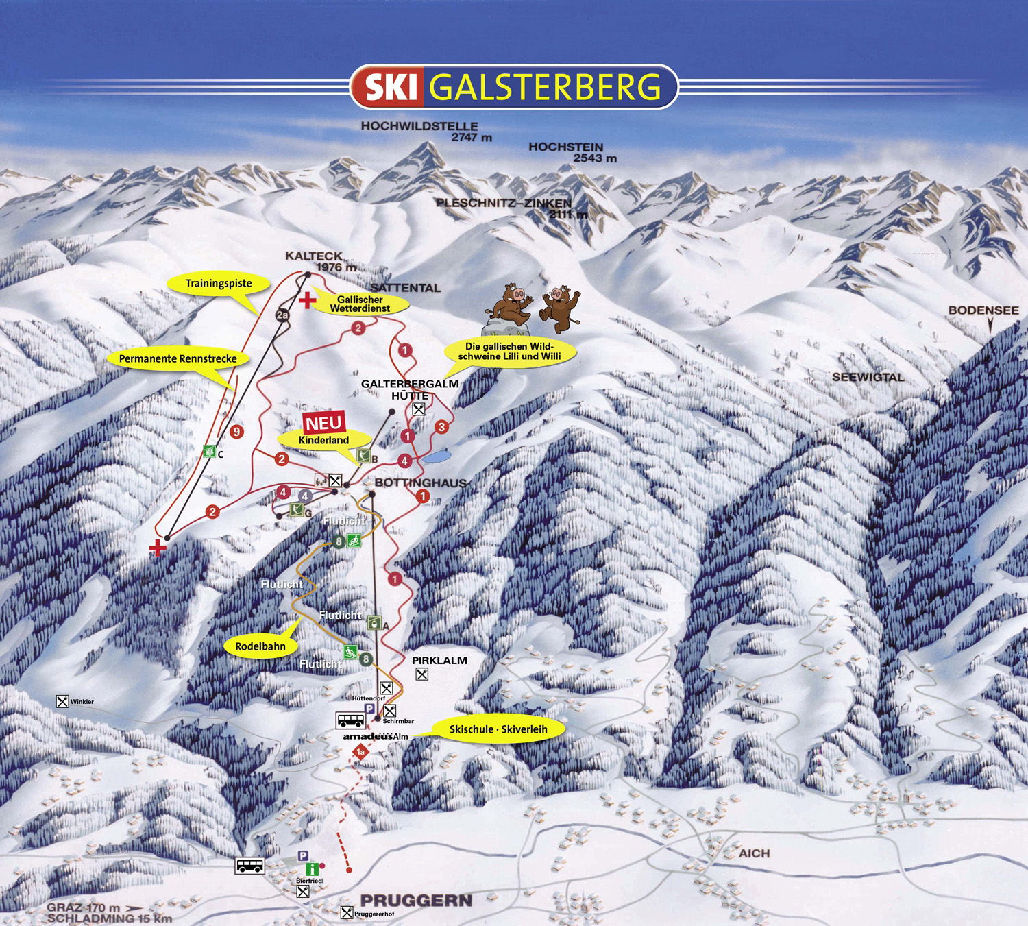 Pistenplan  im Skigebiet Galsterbergalm - ein Skigebiet in Steiermark