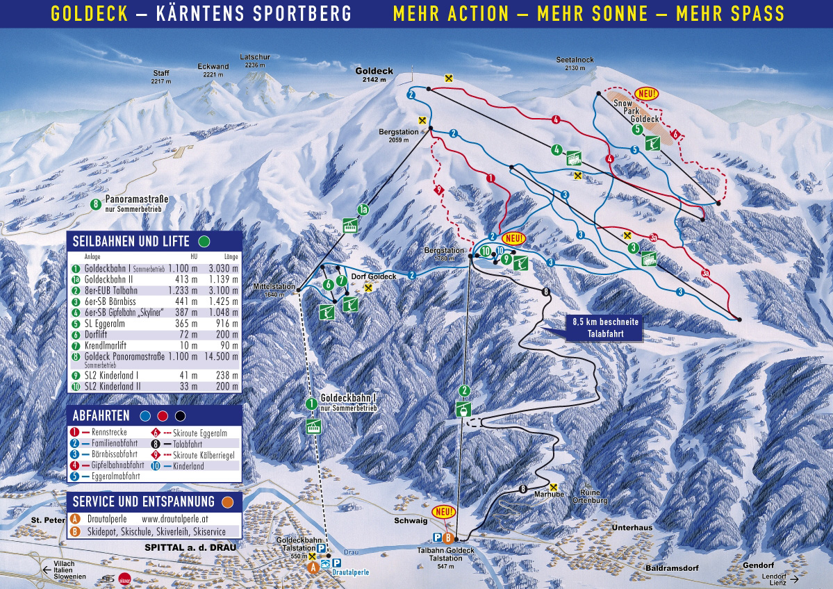 Pistenplan  im Skigebiet Goldeck - ein Skigebiet in Kärnten