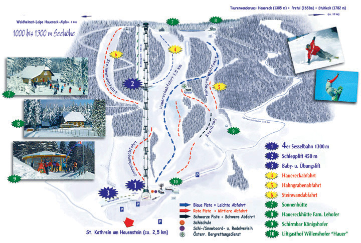 Pistenplan  im Skigebiet Hauereck - ein Skigebiet in Steiermark