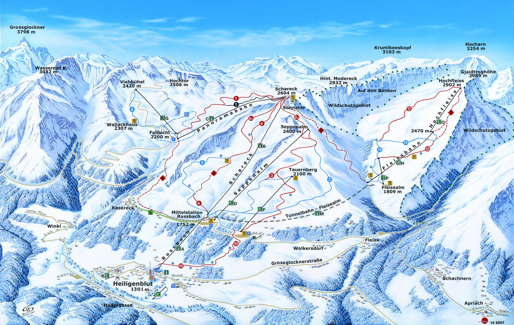 Pistenplan  im Skigebiet Grossglockner - Heiligenblut - ein Skigebiet in Kärnten