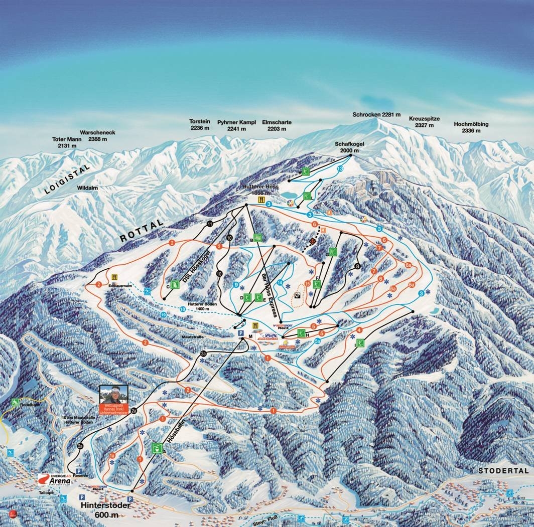Pistenplan  im Skigebiet Hinterstoder - Höss - ein Skigebiet in Oberösterreich