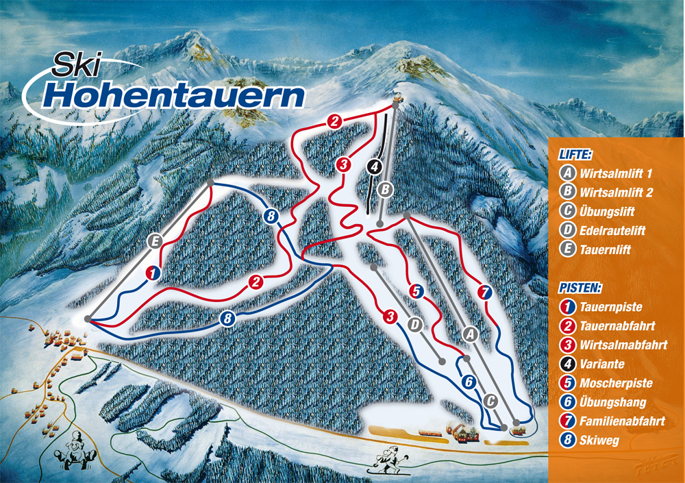 Pistenplan  im Skigebiet Hohentauern - ein Skigebiet in Steiermark