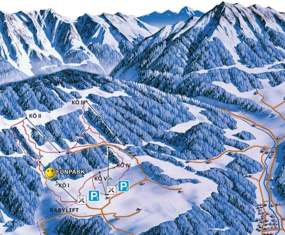 Pistenplan  im Skigebiet Hollenstein a. d. Ybbs - ein Skigebiet in Niederösterreich