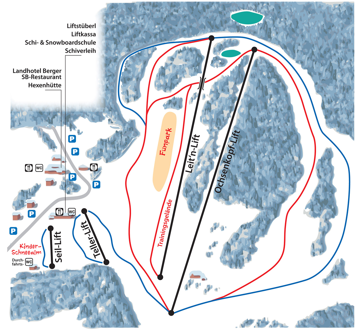 Pistenplan  im Skigebiet St. Jakob im Walde - ein Skigebiet in Steiermark