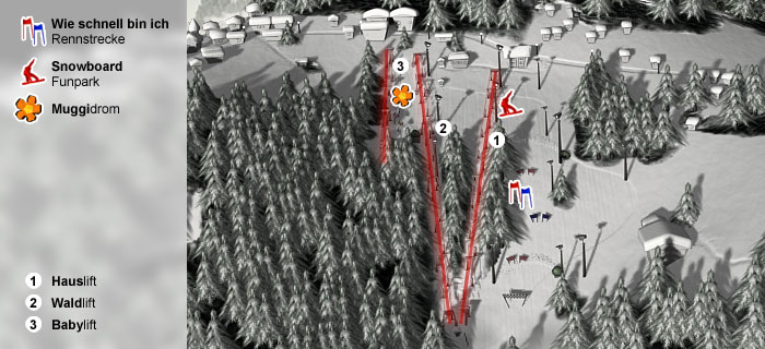 Pistenplan  im Skigebiet Kirchschlag - ein Skigebiet in Oberösterreich