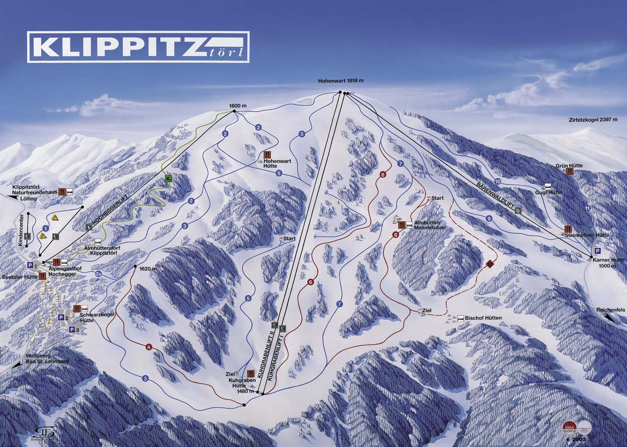 Pistenplan  im Skigebiet Klippitztörl - ein Skigebiet in Kärnten