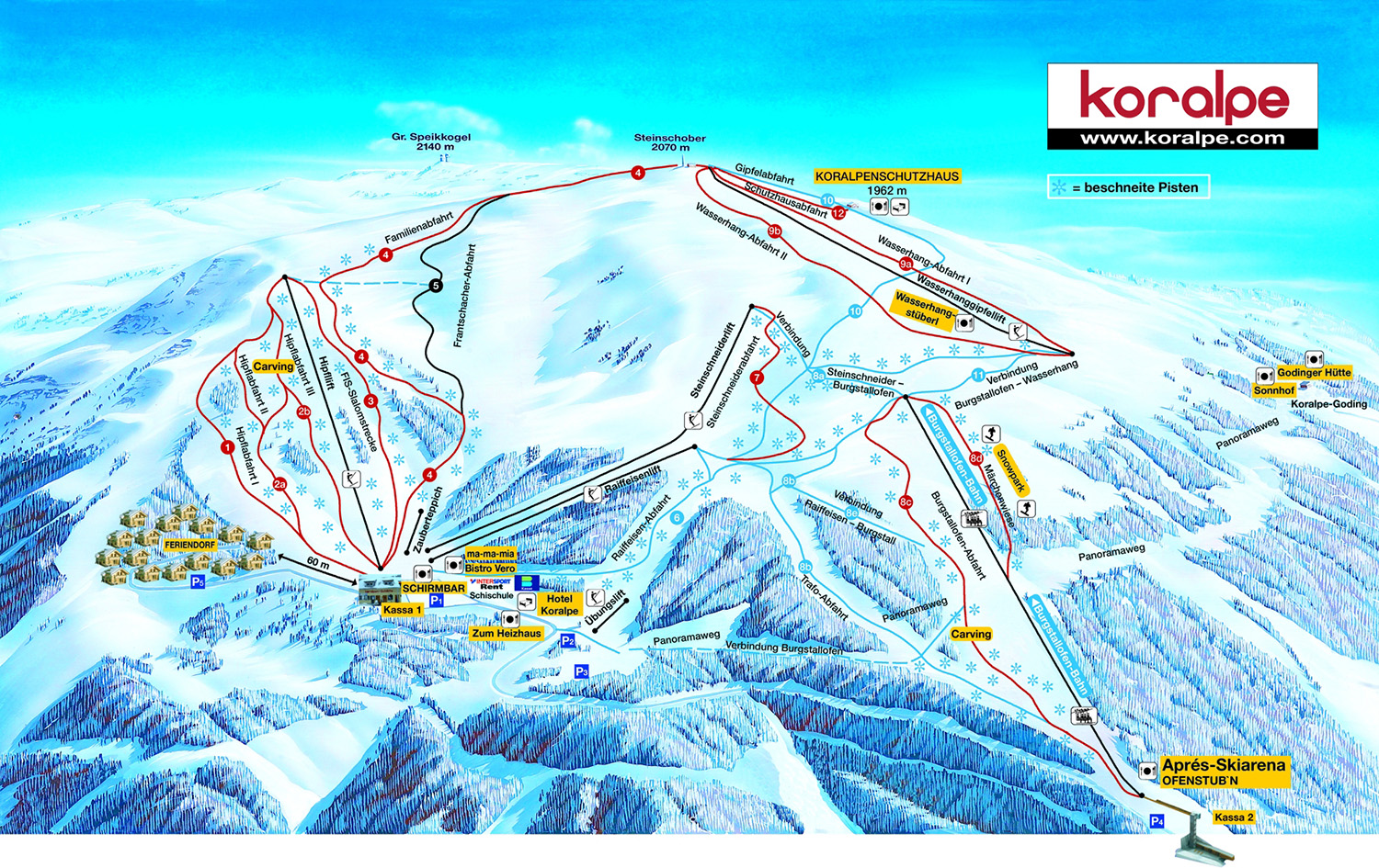 Pistenplan  im Skigebiet Koralpe - ein Skigebiet in Kärnten