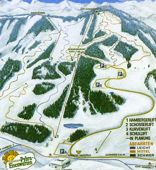 Pistenplan  im Skigebiet Losenstein - Hohe Dirn - ein Skigebiet in Oberösterreich