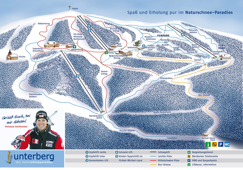 Pistenplan  im Skigebiet Pernitz - Unterberg - ein Skigebiet in Niederösterreich