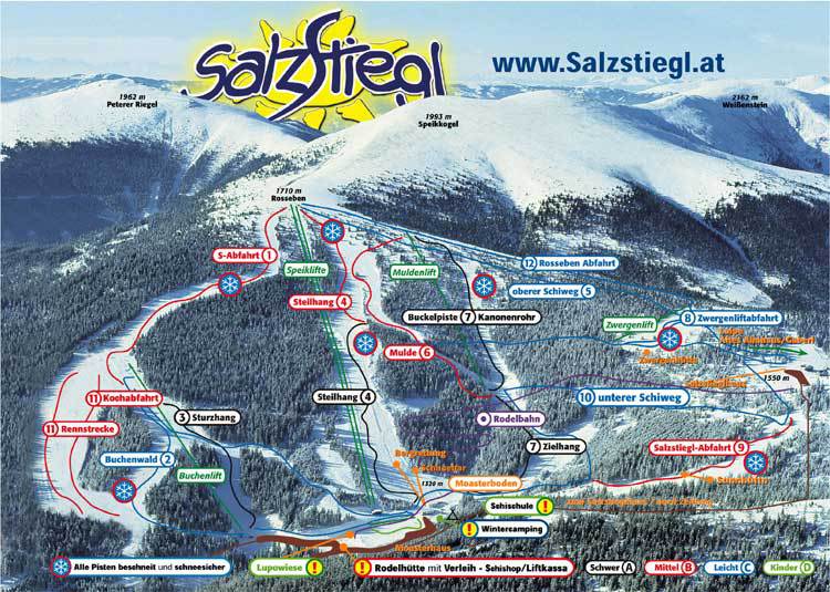 Pistenplan  im Skigebiet Salzstiegl - ein Skigebiet in Steiermark
