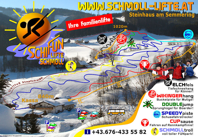 Pistenplan  im Skigebiet Steinhaus - Schmolllifte - ein Skigebiet in Steiermark