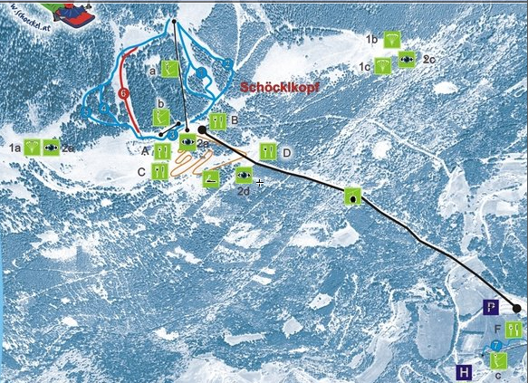Pistenplan  im Skigebiet Schöckl - ein Skigebiet in Steiermark