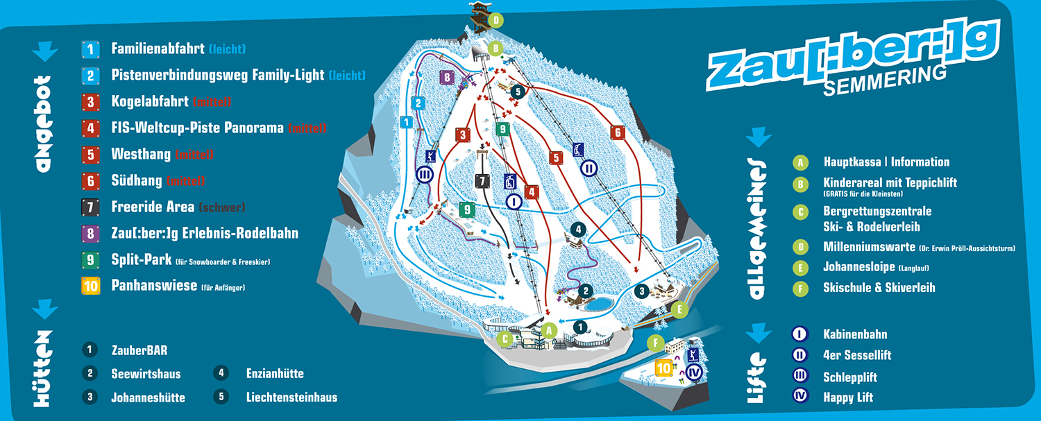 Pistenplan  im Skigebiet Semmering - ein Skigebiet in Niederösterreich