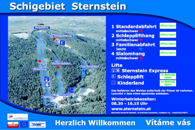 Pistenplan  im Skigebiet Bad Leonfelden - Sternstein - ein Skigebiet in Oberösterreich