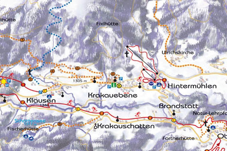 Pistenplan  im Skigebiet Krakautal - Tockneralmlift - ein Skigebiet in Steiermark