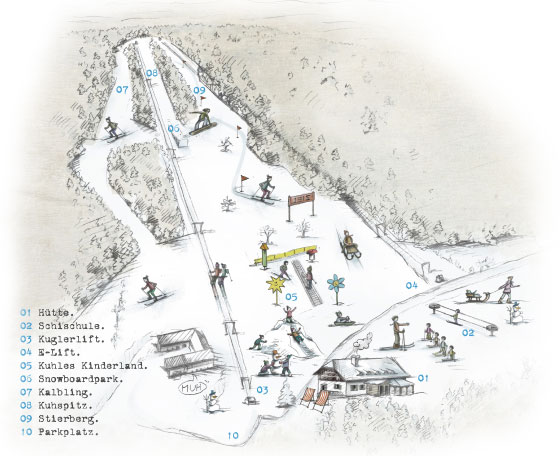 Pistenplan  im Skigebiet Sandl - Viehberg - ein Skigebiet in Oberösterreich