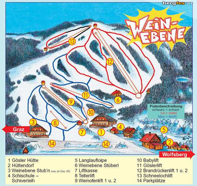 Pistenplan  im Skigebiet Weinebene - ein Skigebiet in Kärnten