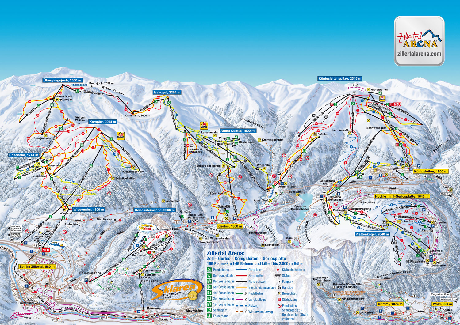 Pistenplan  im Skigebiet Zell am Ziller - ein Skigebiet in Tirol