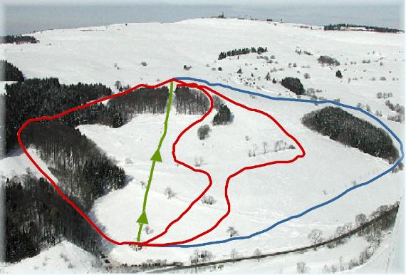 Pistenplan  im Skigebiet Zuckerfeld - ein Skigebiet in Rhön