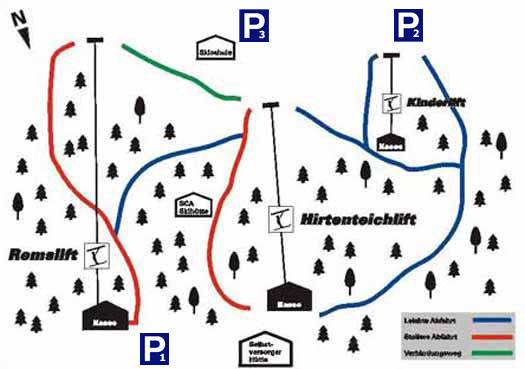 Pistenplan  im Skigebiet Aalen - Hirtenteich - ein Skigebiet in Schwäbische Alb