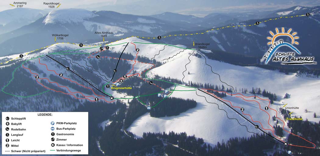 Pistenplan  im Skigebiet Altes Almhaus - ein Skigebiet in Steiermark