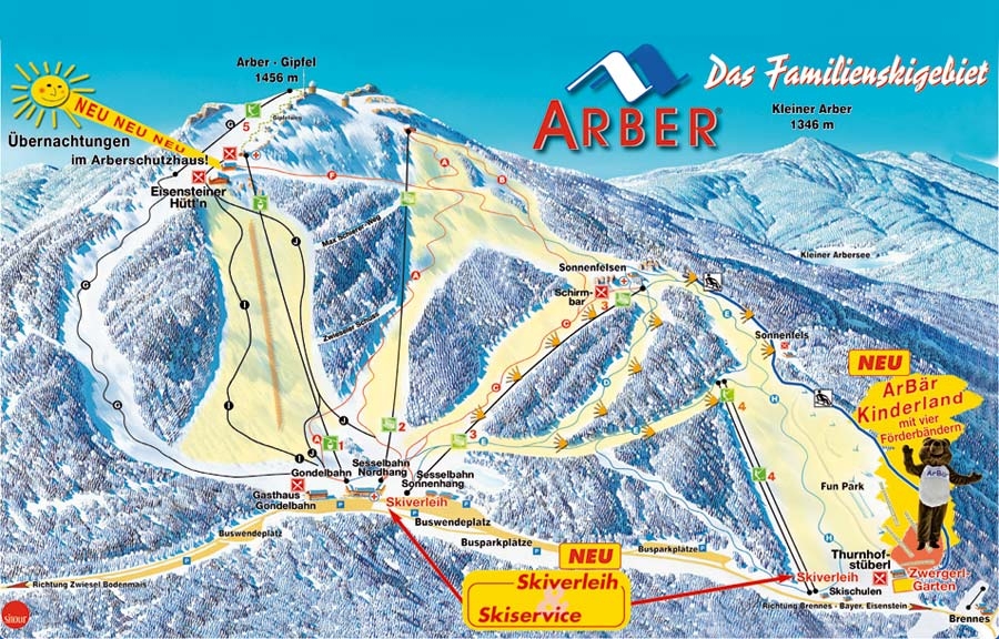 Pistenplan  im Skigebiet Großer Arber - ein Skigebiet in Bayerischer Wald