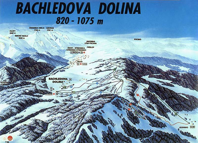 Pistenplan  im Skigebiet Bachledka Ski&Sun - ein Skigebiet in Hohe Tatra