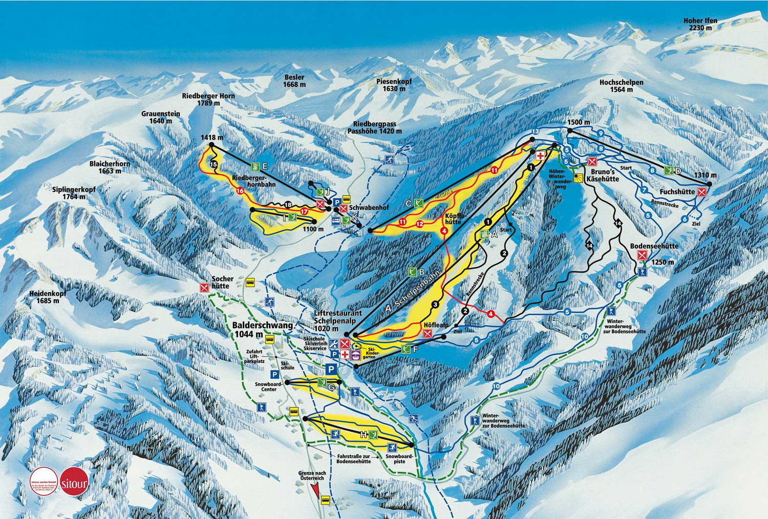 Pistenplan  im Skigebiet Balderschwang - ein Skigebiet in Allgäu