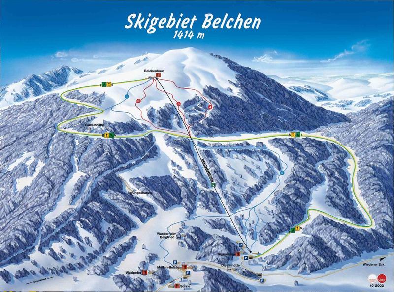 Pistenplan  im Skigebiet Belchen - ein Skigebiet in Schwarzwald