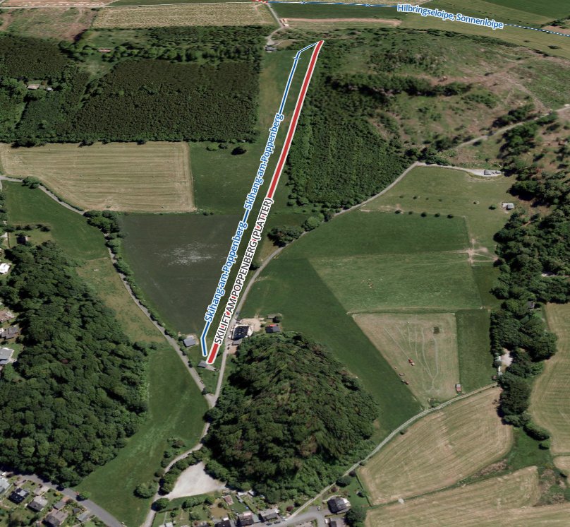 Pistenplan  im Skigebiet Brilon - Am Poppenberg - ein Skigebiet in Sauerland