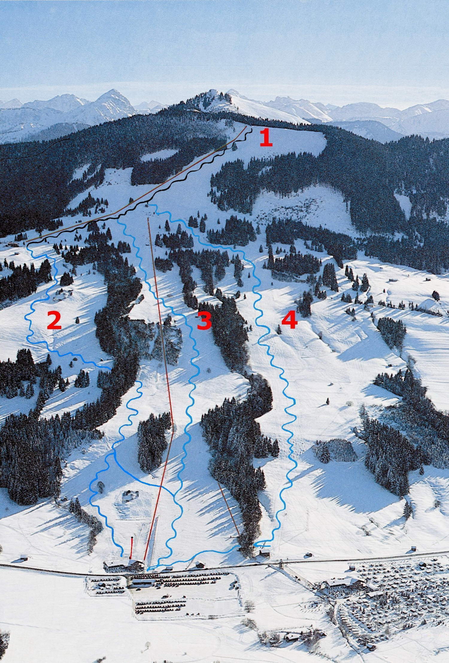 Pistenplan  im Skigebiet Wertach - Buron - ein Skigebiet in Allgäu