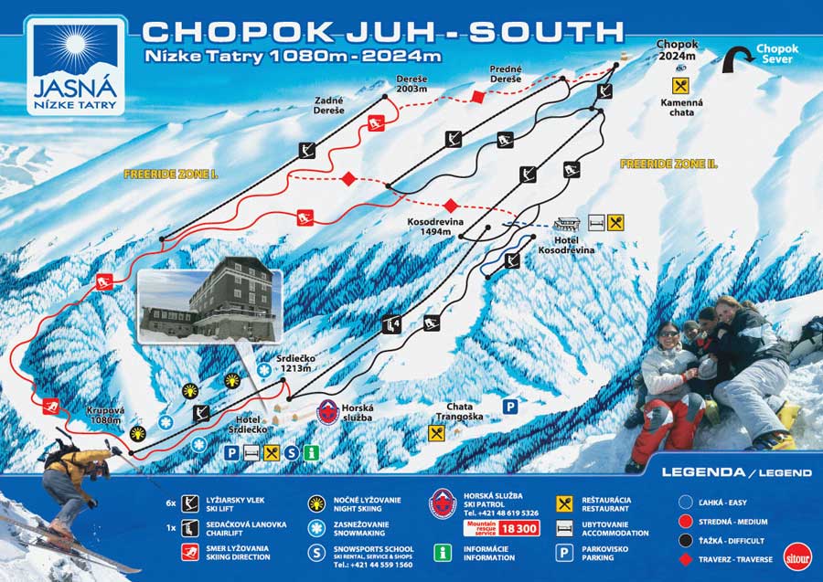 Pistenplan  im Skigebiet Chopok Süd - ein Skigebiet in Niedere Tatra