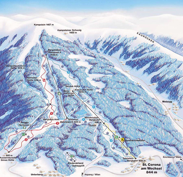 Pistenplan  im Skigebiet St. Corona am Wechsel - ein Skigebiet in Niederösterreich