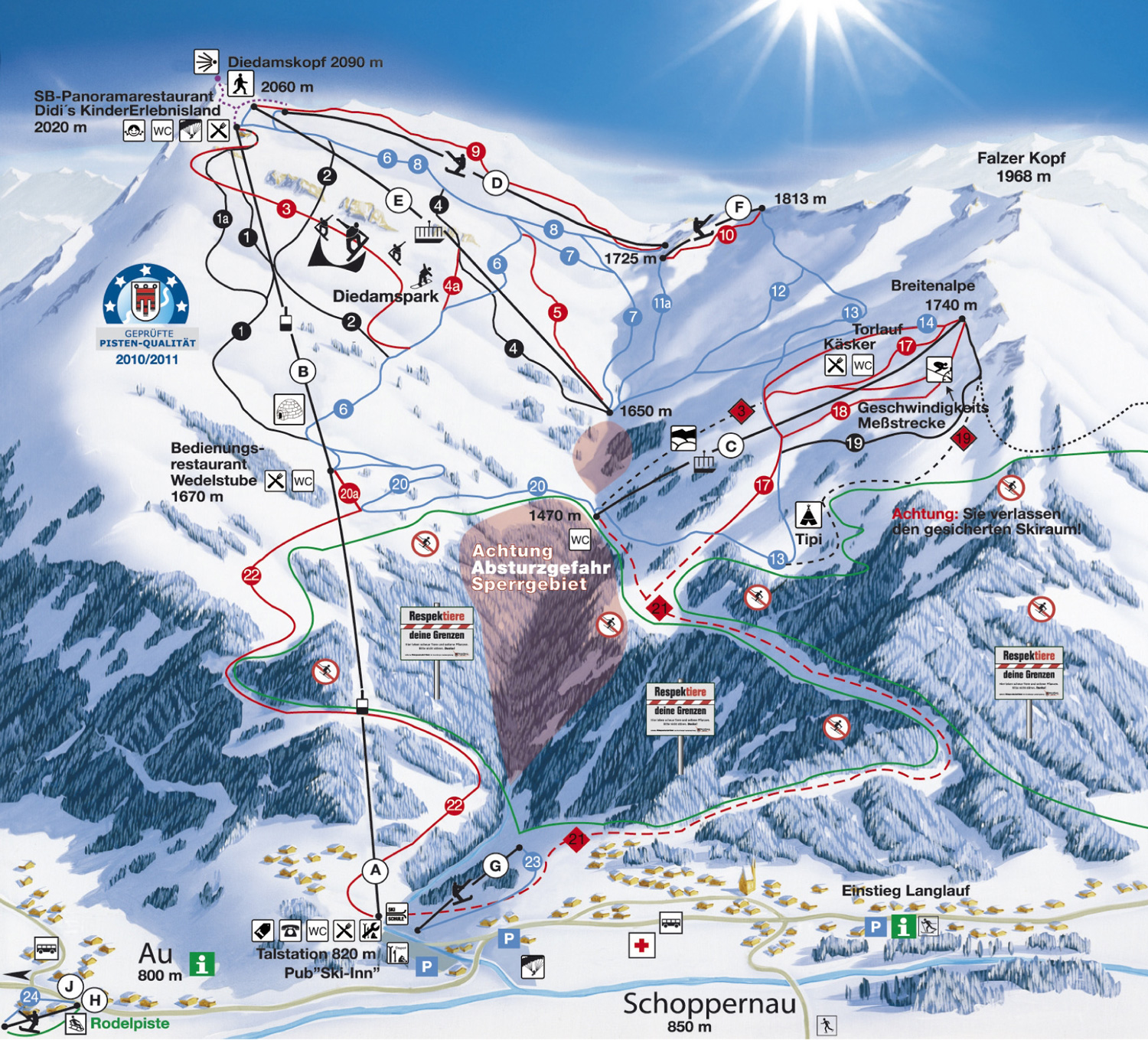 Pistenplan  im Skigebiet Diedamskopf - ein Skigebiet in Vorarlberg