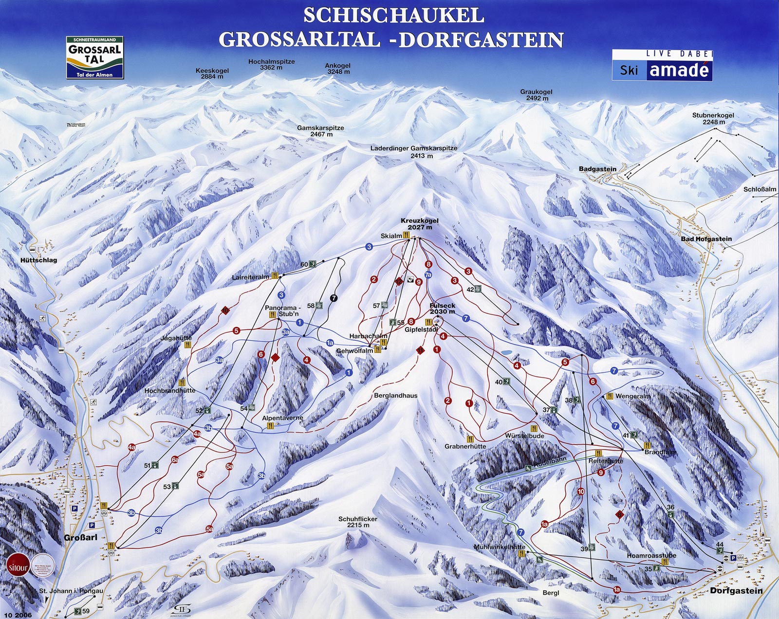Pistenplan  im Skigebiet Dorfgastein - ein Skigebiet in Salzburger Land