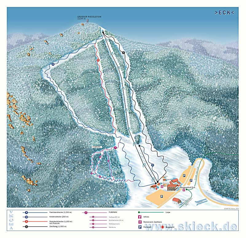 Pistenplan  im Skigebiet Eck-Riedelstein - ein Skigebiet in Bayerischer Wald
