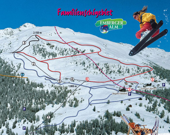 Pistenplan  im Skigebiet Emberger Alm - ein Skigebiet in Kärnten