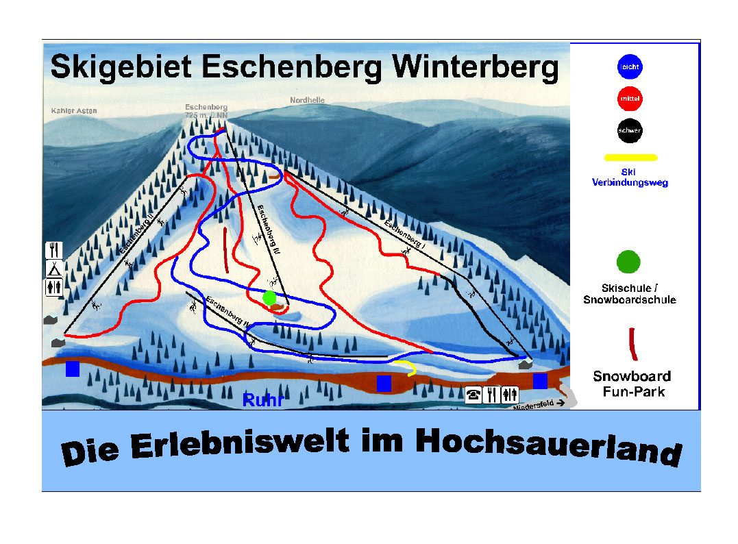 Pistenplan  im Skigebiet Niedersfeld - Eschenberg - ein Skigebiet in Sauerland