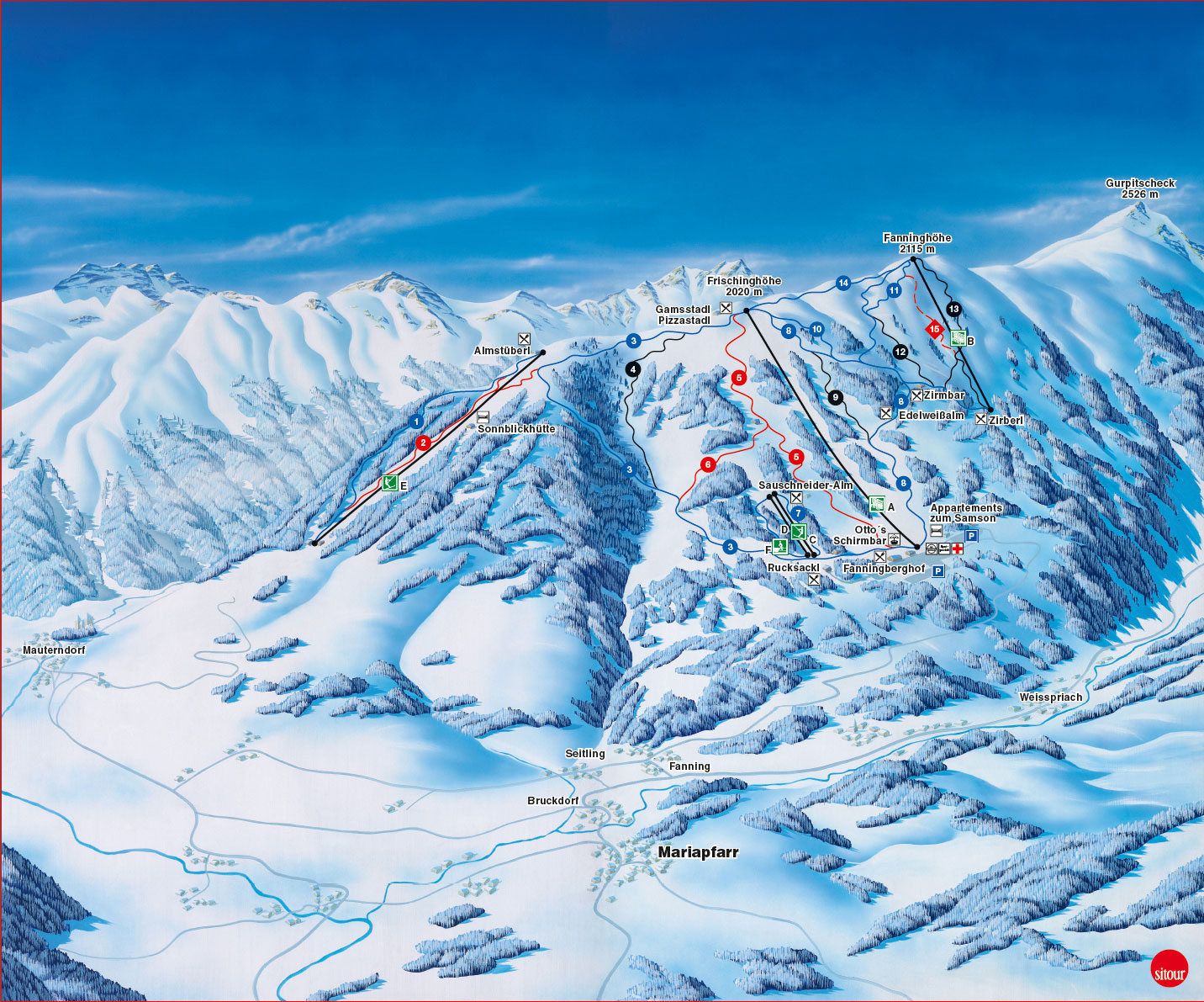 Pistenplan  im Skigebiet Fanningberg - ein Skigebiet in Salzburger Land