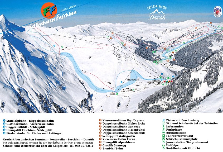 Pistenplan  im Skigebiet Faschina - Fontanella - ein Skigebiet in Vorarlberg